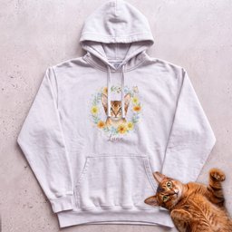 Floral Cat Design Customizable Personalized Hoodie Gift For Cat Lover