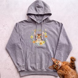 Floral Cat Design Customizable Personalized Hoodie Gift For Cat Lover
