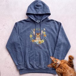 Floral Cat Design Customizable Personalized Hoodie Gift For Cat Lover