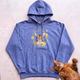 Floral Cat Design Customizable Personalized Hoodie Gift For Cat Lover