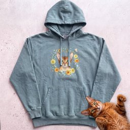 Floral Cat Design Customizable Personalized Hoodie Gift For Cat Lover