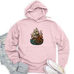 Octopus Attack Pirate Ship Unisex Midweight Hoodie