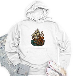 Octopus Attack Pirate Ship Unisex Midweight Hoodie