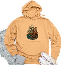 Octopus Attack Pirate Ship Unisex Midweight Hoodie