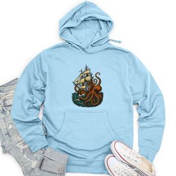Octopus Attack Pirate Ship Unisex Midweight Hoodie