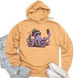 Octopus Takes a Selfie Unisex Midweight Hoodie