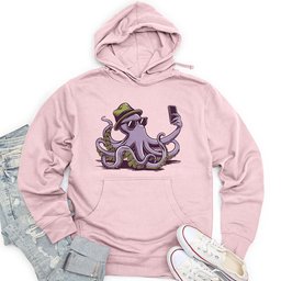 Octopus Takes a Selfie Unisex Midweight Hoodie
