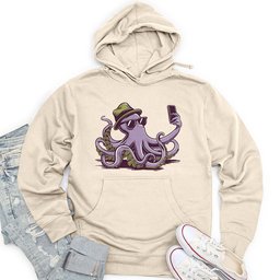 Octopus Takes a Selfie Unisex Midweight Hoodie