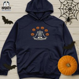 Pumpkin Skeleton Unisex Midweight Hoodie