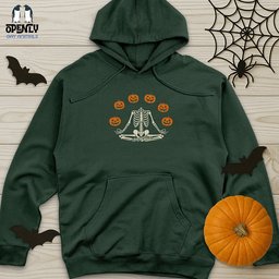 Pumpkin Skeleton Unisex Midweight Hoodie