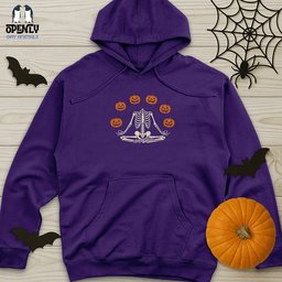 Pumpkin Skeleton Unisex Midweight Hoodie