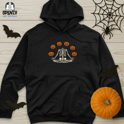 Pumpkin Skeleton Unisex Midweight Hoodie