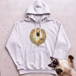 Art Nouveau Cat Portrait Personalized Hoodie Gift For Cat Lover
