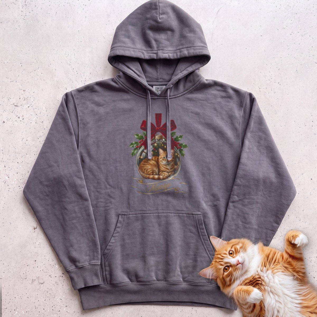 Personalized Glass Ornament Portrait Cat Hoodie Gift For Cat Lover