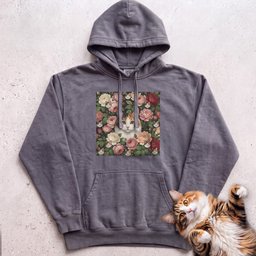 Personalized Floral Cat Portrait Hoodie Gift For Cat Lover
