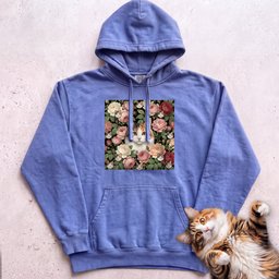Personalized Floral Cat Portrait Hoodie Gift For Cat Lover