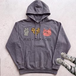 Peace Love Cats Hoodie Gift For Cat Lover