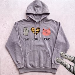 Peace Love Cats Hoodie Gift For Cat Lover