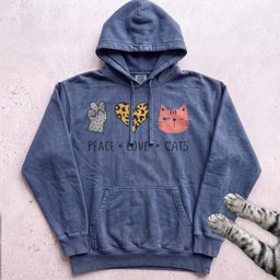 Peace Love Cats Hoodie Gift For Cat Lover