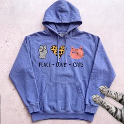 Peace Love Cats Hoodie Gift For Cat Lover