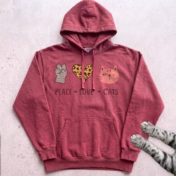Peace Love Cats Hoodie Gift For Cat Lover