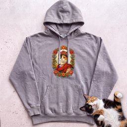 Floral Muse Cat Art Portrait Personalized Hoodie Gift For Cat Lover