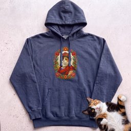 Floral Muse Cat Art Portrait Personalized Hoodie Gift For Cat Lover