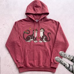 Festive Black And White Cats Hoodie Gift For Cat Lover