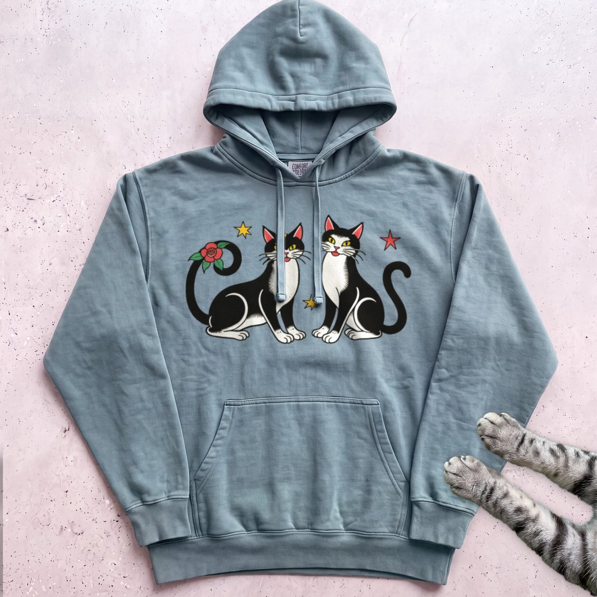 Festive Black And White Cats Hoodie Gift For Cat Lover