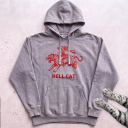 Hell Cat Hoodie Retro Red Graphic Tiger Rider Hoodie Gift For Cat Lover
