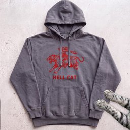 Hell Cat Hoodie Retro Red Graphic Tiger Rider Hoodie Gift For Cat Lover