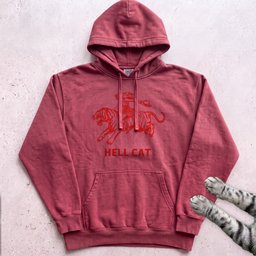 Hell Cat Hoodie Retro Red Graphic Tiger Rider Hoodie Gift For Cat Lover