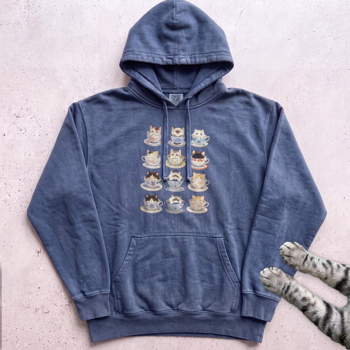 Kawaii Cats In Teacups Hoodie Gift For Cat Lover