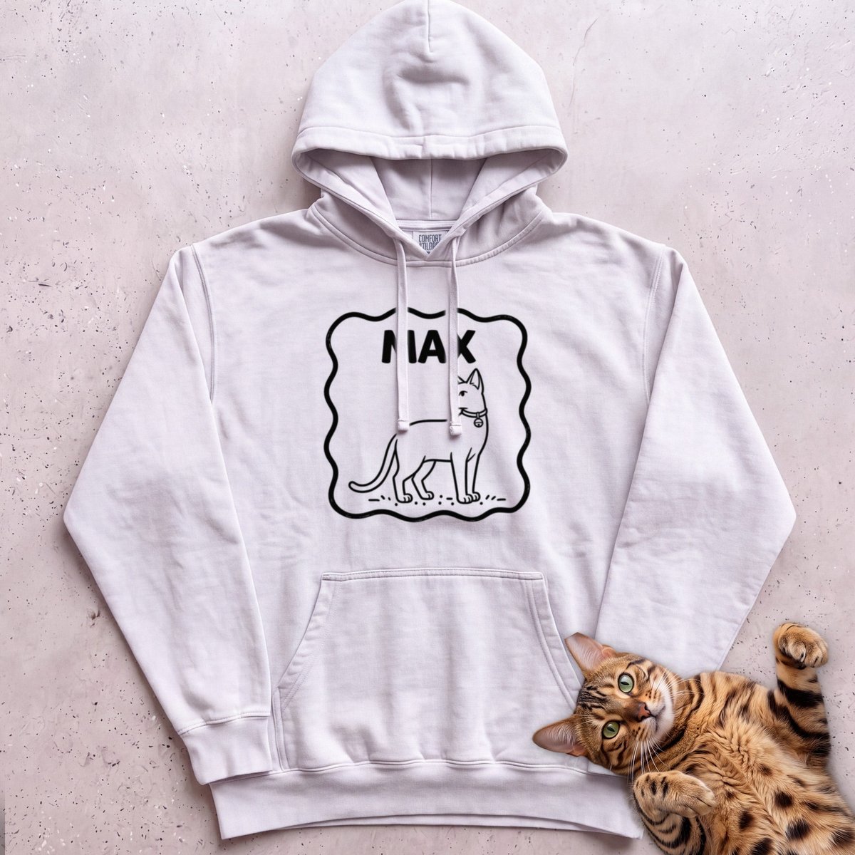 Personalized Pet Name Hoodie Minimalist Cat Custom Illustration Hoodie Gift For Cat Lover