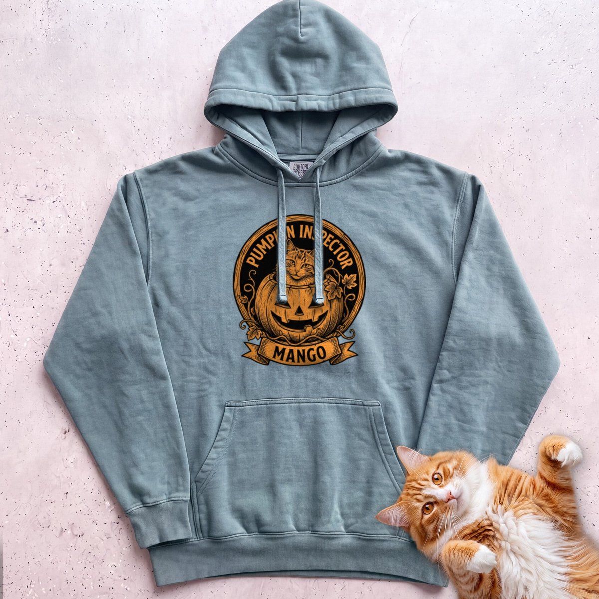 Personalized Pumpkin Inspector Cat Hoodie Gift For Cat Lover