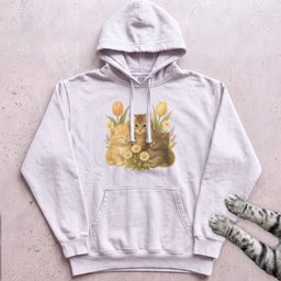 Cute Floral Kitten Hoodie Gift For Cat Lover