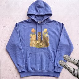 Cute Floral Kitten Hoodie Gift For Cat Lover