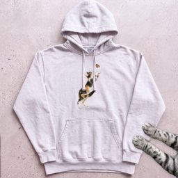 Playful Calico Cat And Butterfly Hoodie Gift For Cat Lover