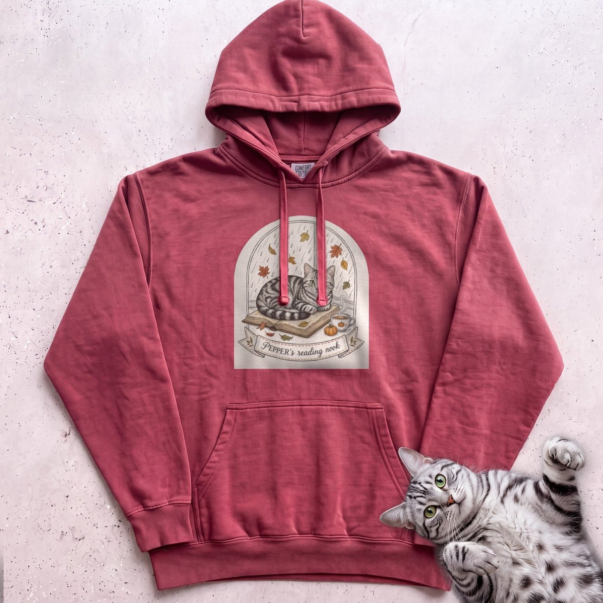 Personalized Reading Nook Cat Hoodie Gift For Cat Lover