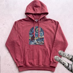 Silent Night, Starry Night Cat Hoodie