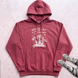Space Cat On Mushrooms Hoodie Gift For Cat Lover