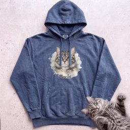 Watercolor Personalized Cat Portrait Hoodie Gift For Cat Lover