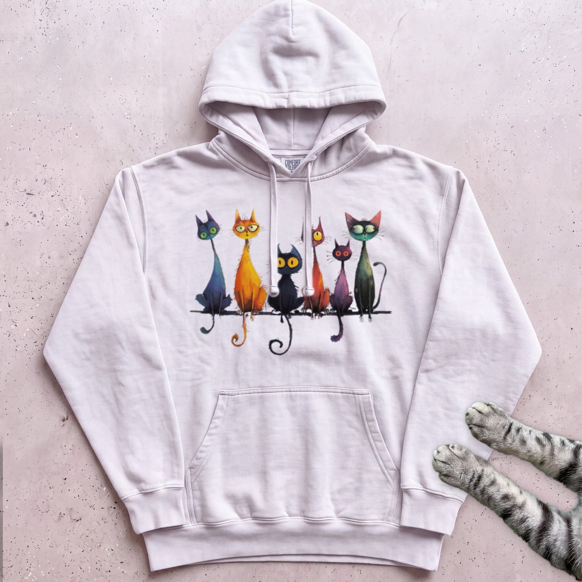 Whimsical Cats Hoodie Gift For Cat Lover