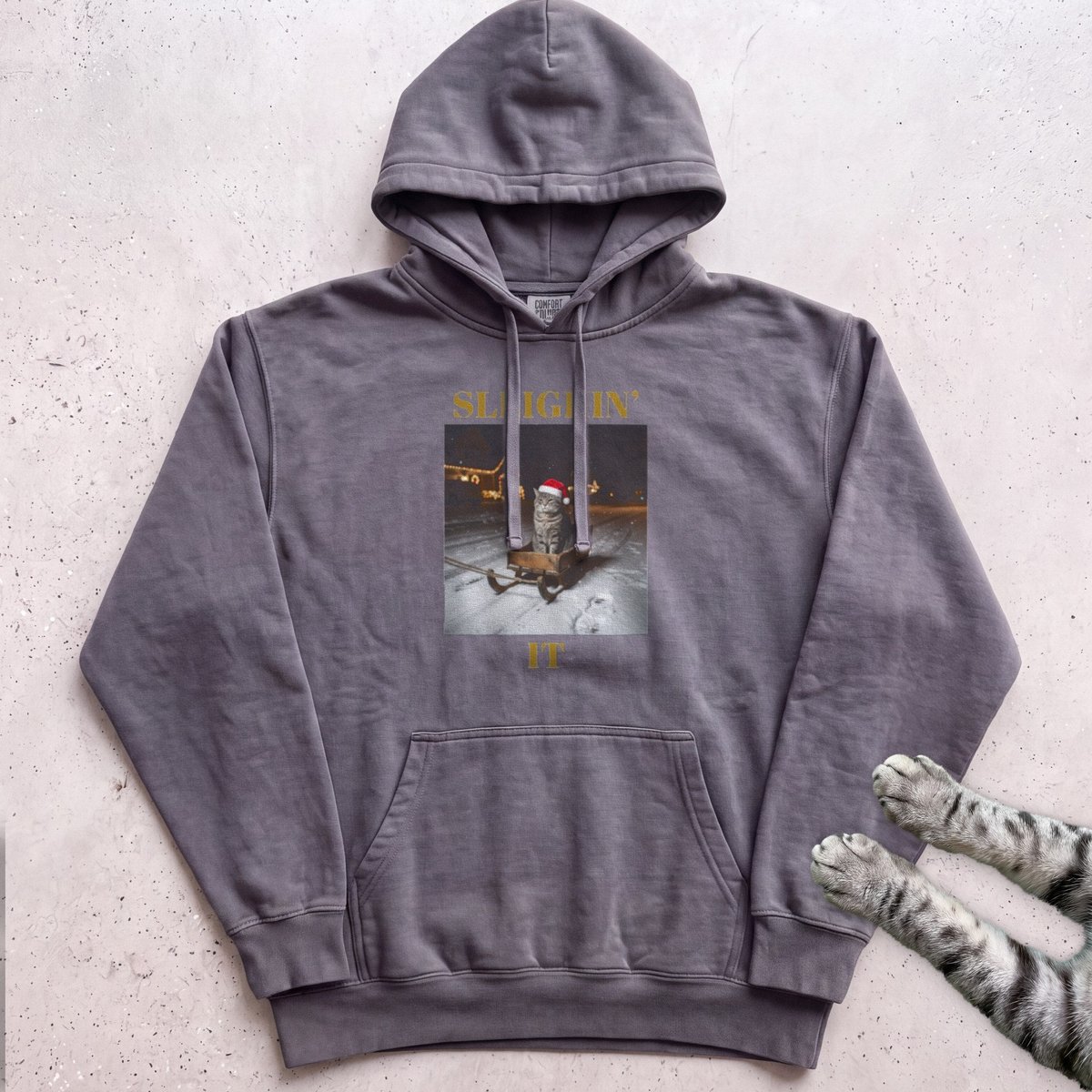 Sleighin IT Cat Hoodie Gift For Cat Lover