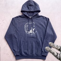 Starry Line Art Moon Cat Hoodie Gift For Cat Lover