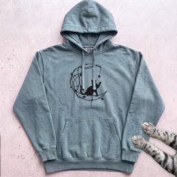 Starry Line Art Moon Cat Hoodie Gift For Cat Lover