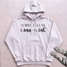 Sorry Im Late I Saw A Cat Hoodie Gift For Cat Lover