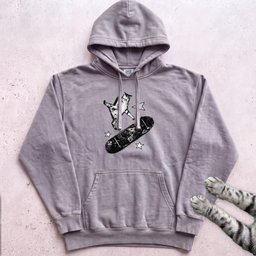 Skateboarding Cat Hoodie Gift For Cat Lover