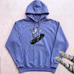 Skateboarding Cat Hoodie Gift For Cat Lover
