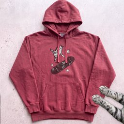 Skateboarding Cat Hoodie Gift For Cat Lover